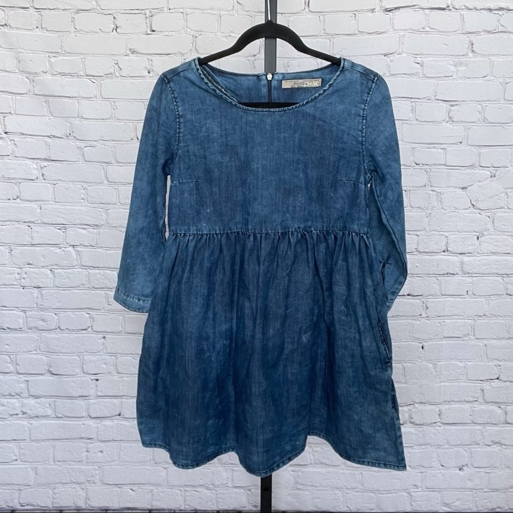 Bershka Denim Collection Sleeve Dress With Pockets